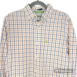Abercrombie & Fitch Men’s Orange, Blue & White Plaid Button Size XL 100% Cotton